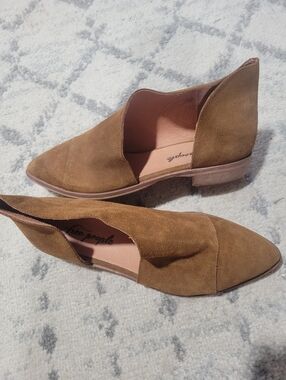 Free People Tan Suede Pointed Royale Flats